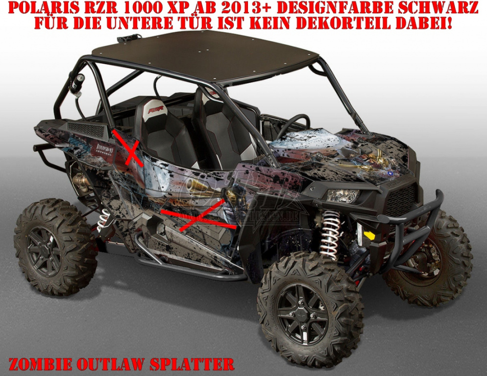 Zombie Outlaw Splatter Schwarz für Polaris RZR 1000 XP/Turbo 2 Türer 2013-2018
